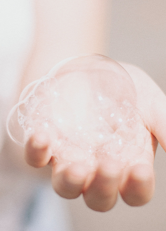 bubbles in a hand