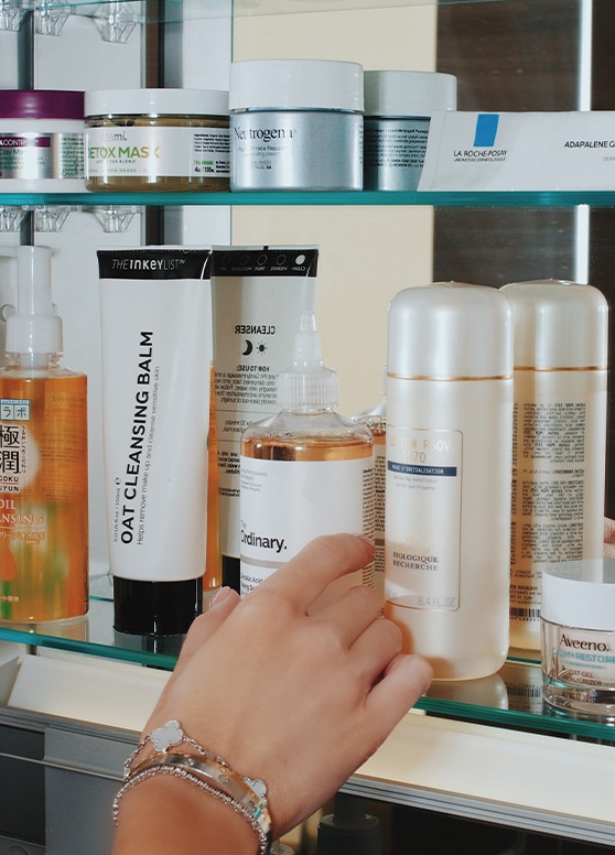 a treatment toner being placed on a shelf